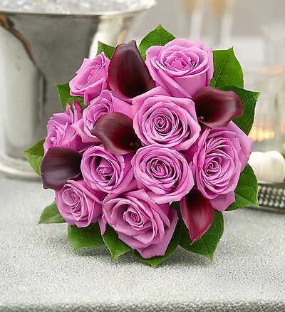 Purple Elegance Rose and Mini Calla Lily Bouquet