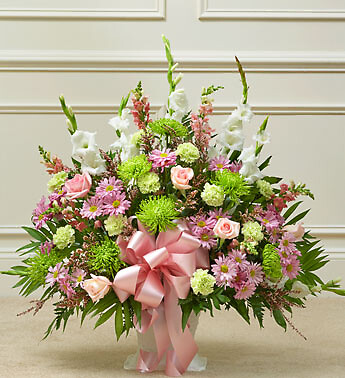 Heartfelt Tribute Pastel Floor Basket Arrangement