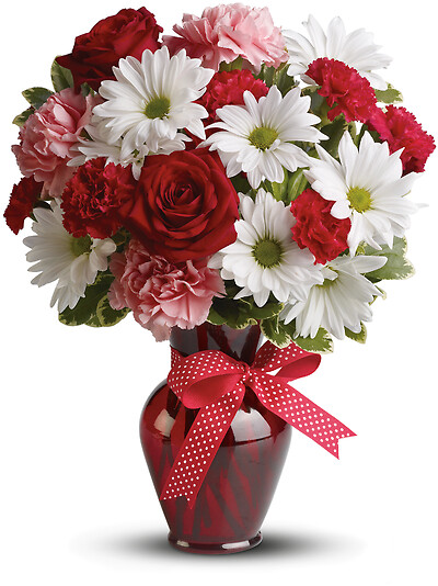 Hugs and Kisses Bouquet with Red Roses